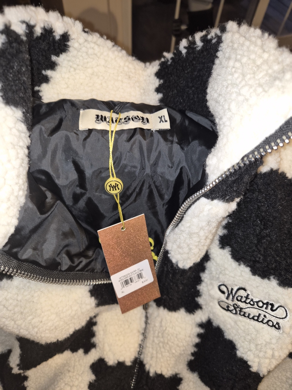 Watson Studios Black & White Sherpa Bomber Jacket